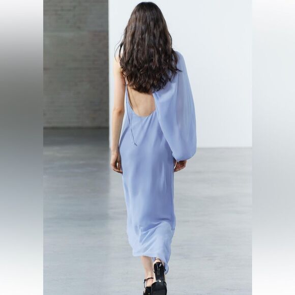 ZARA ASYMMETRIC CAPE DRESS - Picture 11 of 15